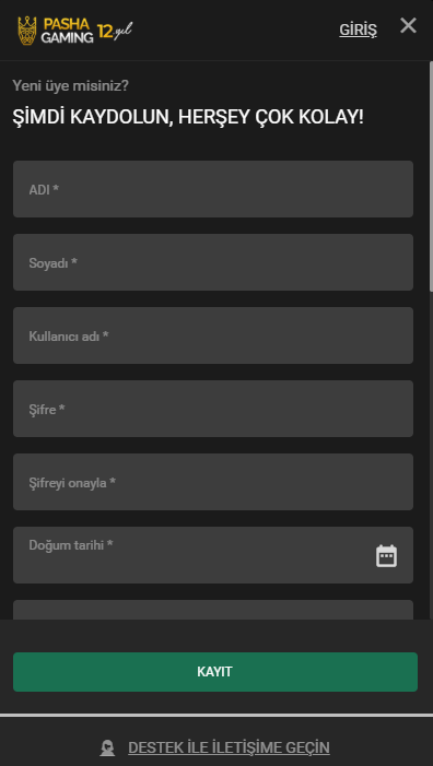 pashagaming kayıt ol